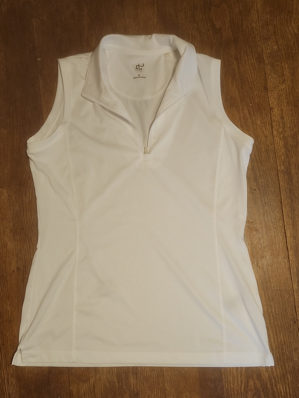 EP Pro White Sleeveless Zip-Front Polo Top